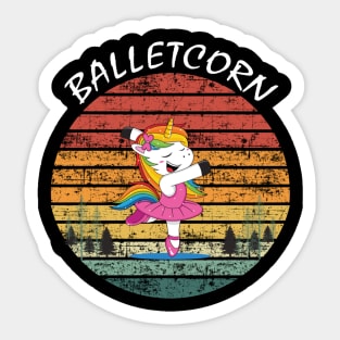 Retro Balletcorn Ballerina Ballet Dance Lover Unicorn Girl Sticker